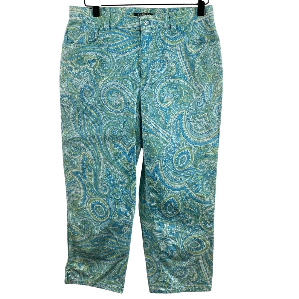 Lauren Ralph Lauren Pants Womens 6 Paisley‎ Cropped Stretch Capri Summer Casual